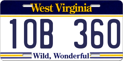 WV license plate 1OB360