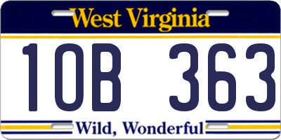WV license plate 1OB363