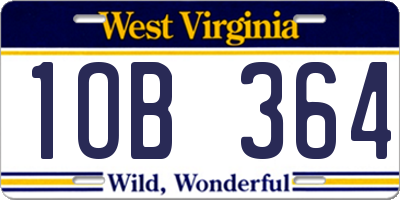 WV license plate 1OB364