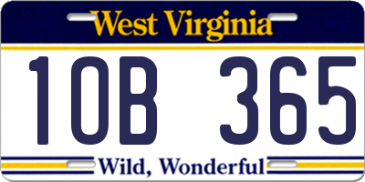 WV license plate 1OB365