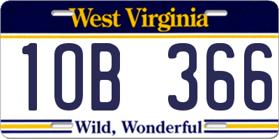 WV license plate 1OB366