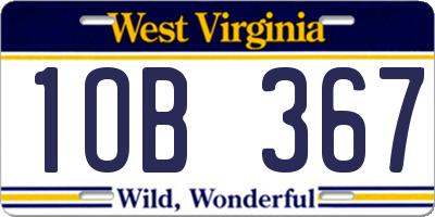 WV license plate 1OB367