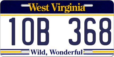 WV license plate 1OB368