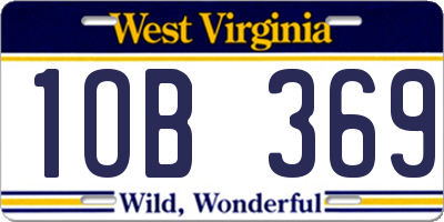 WV license plate 1OB369