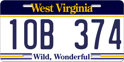 WV license plate 1OB374
