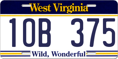 WV license plate 1OB375