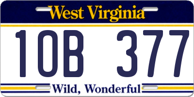 WV license plate 1OB377