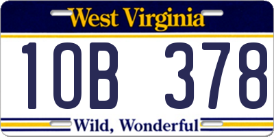 WV license plate 1OB378