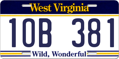WV license plate 1OB381
