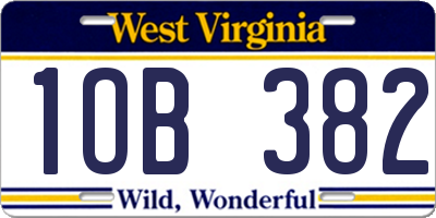 WV license plate 1OB382