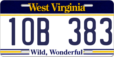 WV license plate 1OB383
