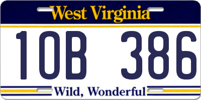WV license plate 1OB386