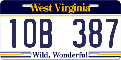 WV license plate 1OB387