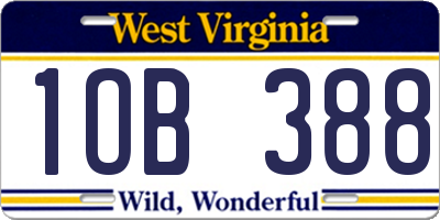 WV license plate 1OB388