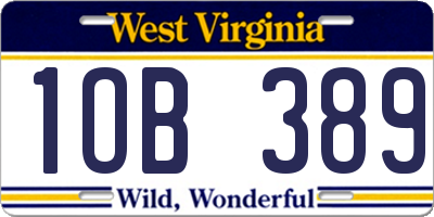 WV license plate 1OB389