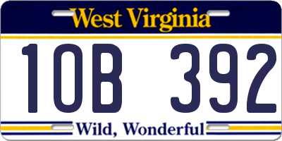 WV license plate 1OB392