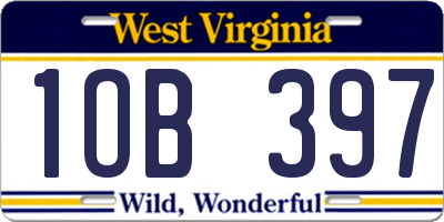 WV license plate 1OB397