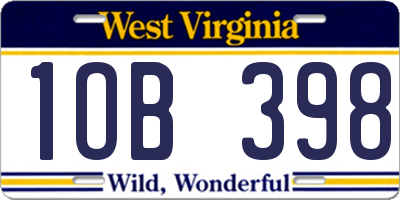 WV license plate 1OB398