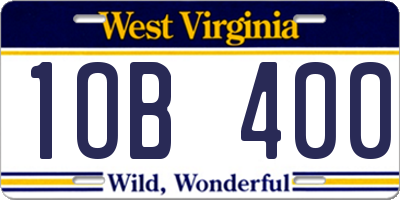 WV license plate 1OB400