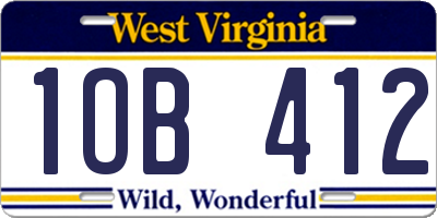 WV license plate 1OB412