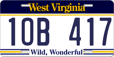 WV license plate 1OB417
