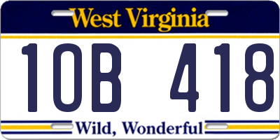 WV license plate 1OB418