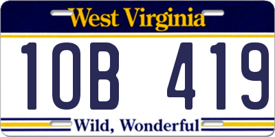 WV license plate 1OB419