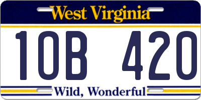 WV license plate 1OB420