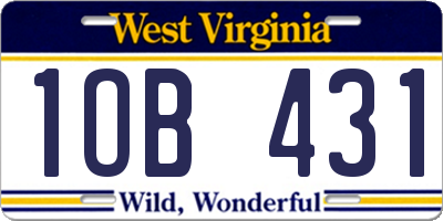 WV license plate 1OB431