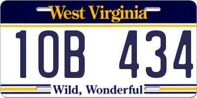 WV license plate 1OB434