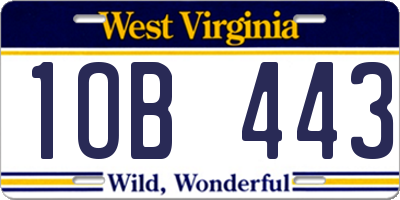 WV license plate 1OB443