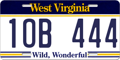 WV license plate 1OB444