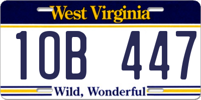 WV license plate 1OB447