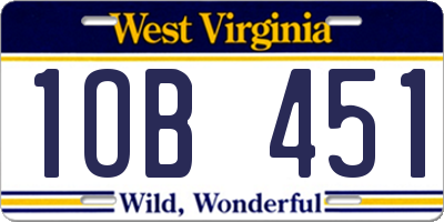 WV license plate 1OB451