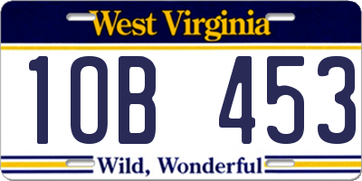 WV license plate 1OB453