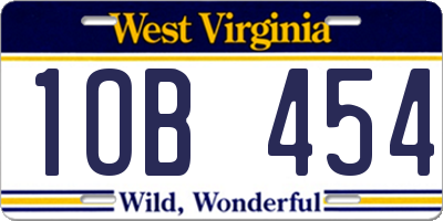 WV license plate 1OB454