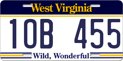 WV license plate 1OB455