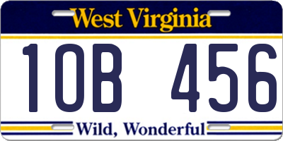 WV license plate 1OB456