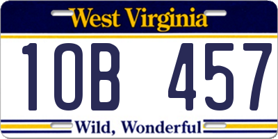 WV license plate 1OB457