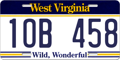 WV license plate 1OB458