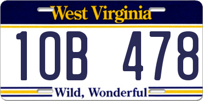 WV license plate 1OB478