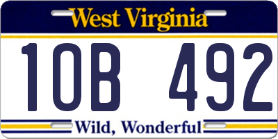 WV license plate 1OB492