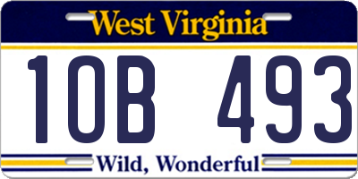 WV license plate 1OB493