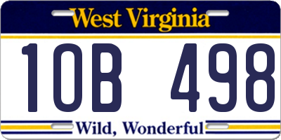 WV license plate 1OB498