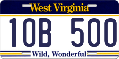 WV license plate 1OB500