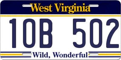 WV license plate 1OB502