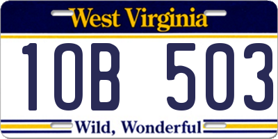 WV license plate 1OB503