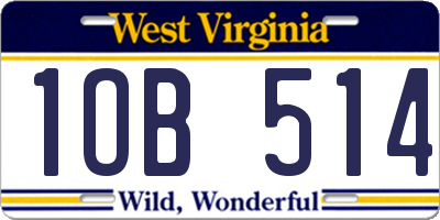 WV license plate 1OB514