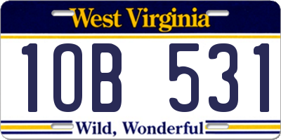 WV license plate 1OB531
