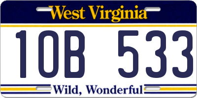WV license plate 1OB533